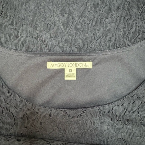 Maggy London Navy Blue Scalloped Lace Sheath Dress 10 Wedding Guest - Picture 7 of 8